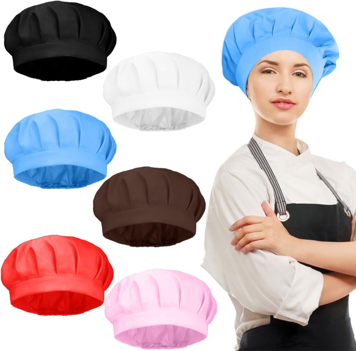 20 Pièce Chapeau de Chef de Cuisine Réglable Toque de Chef Unisex Chapeau de Travail pour Restaurants, Cuisines, Boulangeries, Cafés, Hôtel, Supermarché