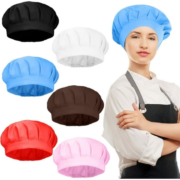 LinYooLi 6 Pcs Chef Hats,Cooking Chef Hat,Elastic Chef Hat Adjustable Kitchen Cooking Chef Cap Food Service Caps Unisex Chef Hats for Adults