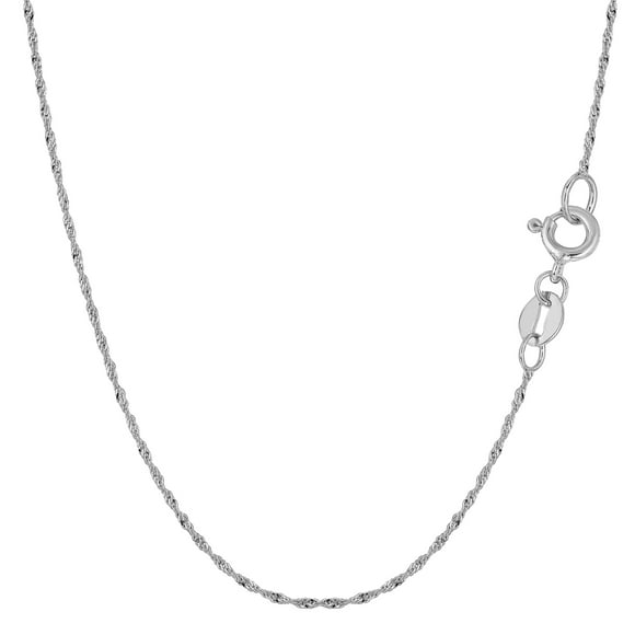 Collier Chaîne Singapour en Or Blanc 10k, 1,0 mm, 16 Pouces
