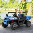thumbnail image 6 of OLAKIDS 2 Seater Ride On UTV, 12V Kids Electric Vehicle Dump Truck with Remote Control, Dump Bed and Extra Shovel, Toddlers Battery Powered Car with Music, USB, AUX, Rocking Function (Blue), 6 of 10