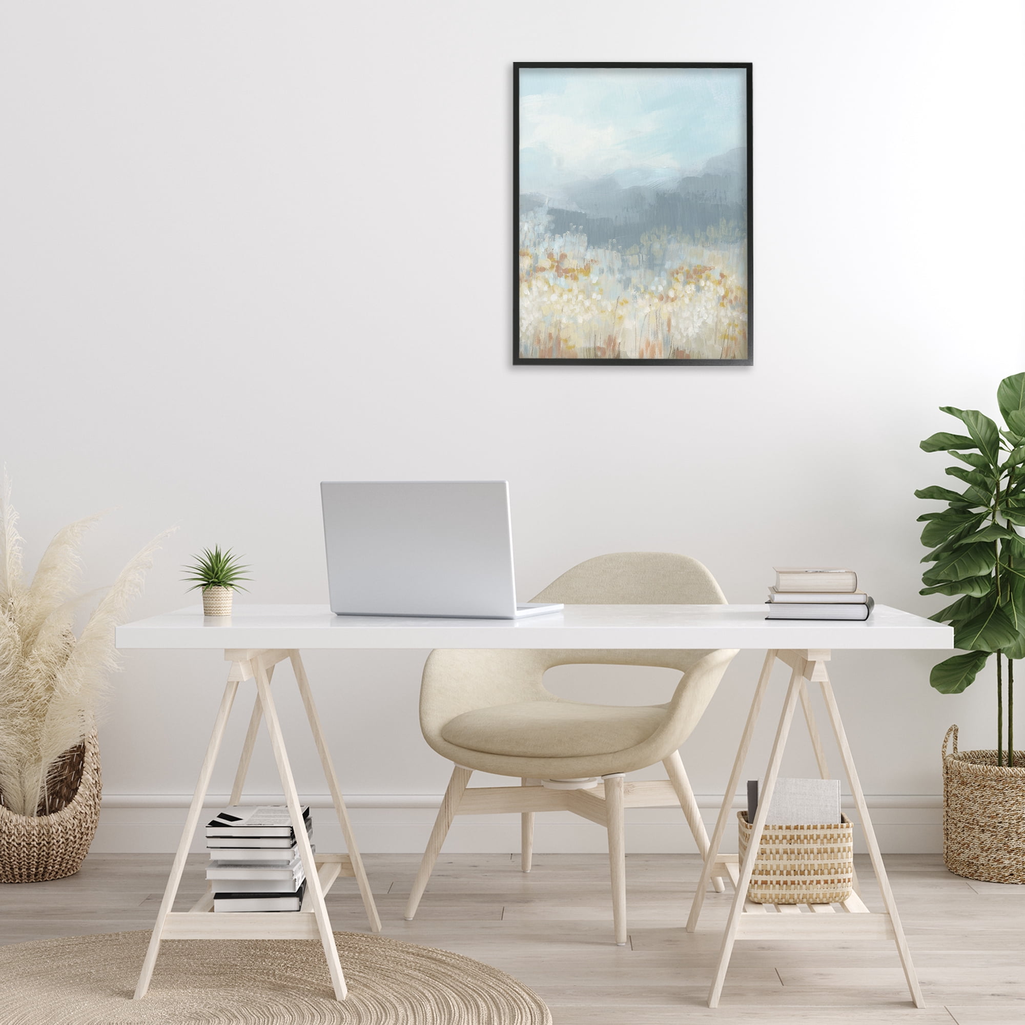 Stupell Industries Foggy Grey Mountains Landscape Painting Black Framed Art Print Wall Art, 24 x 30