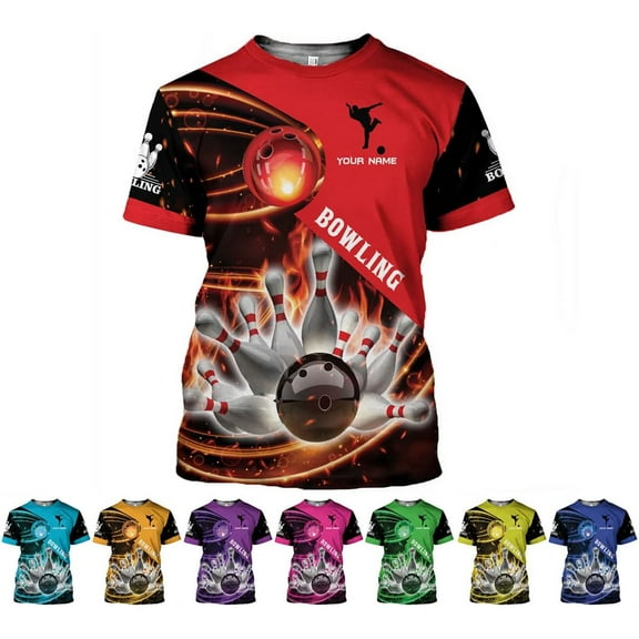Custom Bowling Shirts, Personalized Name Bowling Shirts Unisex, Bowling Jerseys for Men & Women, Team Bowling Shirt Gift (Red, S)