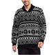 thumbnail image 1 of Suéter de punto de solapa con patrón de alces navideños para hombre que mantiene la moda cómoda y cálida Pompotops  oipoqjl19744, 1 of 4