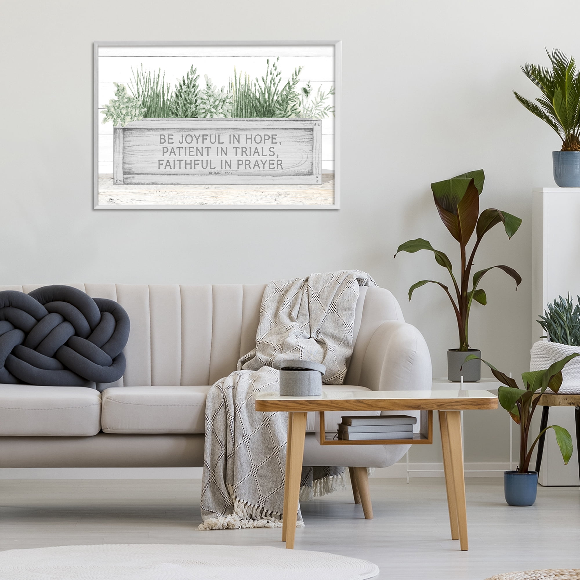 Stupell Industries Be Joyful Flower Box White Framed Giclee Art, design by Janice Gaynor