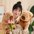 thumbnail image 5 of Lotus leaf Capybara Plush Toy Turtle Oyster Bee Bckpack Capibara Cosplay Unicorn Dinosaur Boba Bread Ring Decor Stuffed Animals, 5 of 5