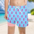 thumbnail image 2 of Summer Boys Hawaiian Pineapple Print Swim Trunks Beach Shorts for Kids Pool Ocean Play Sky Blue 7 Years-8 Years, 2 of 4