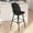 Black Faux Leather, variant on Merrick Lane Bar Stools Contoured Seat Armless Steel Frame, Gray Faux Linen (Set of 2)