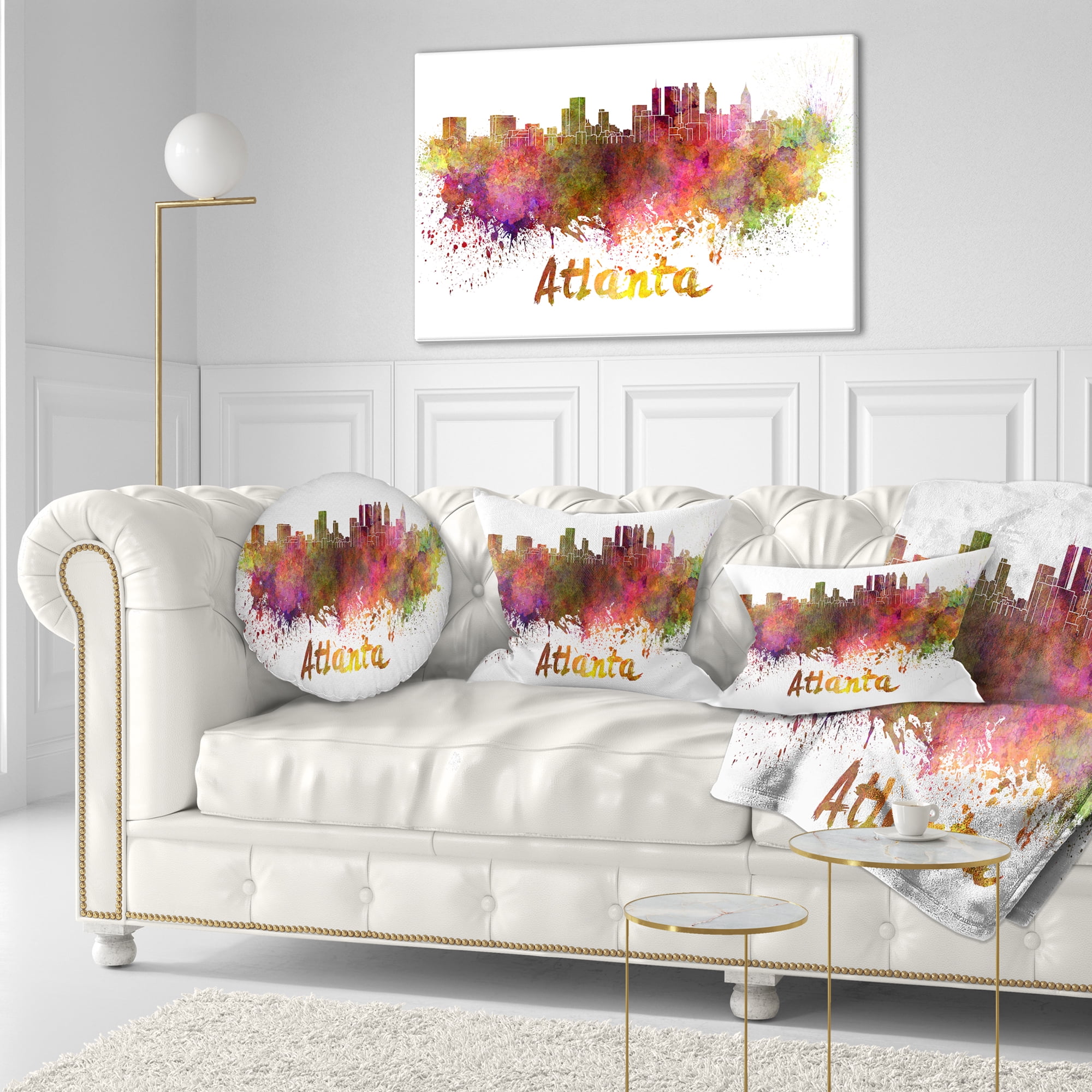 Designart Atlanta Skyline - Cityscape Throw Pillow - 12x20