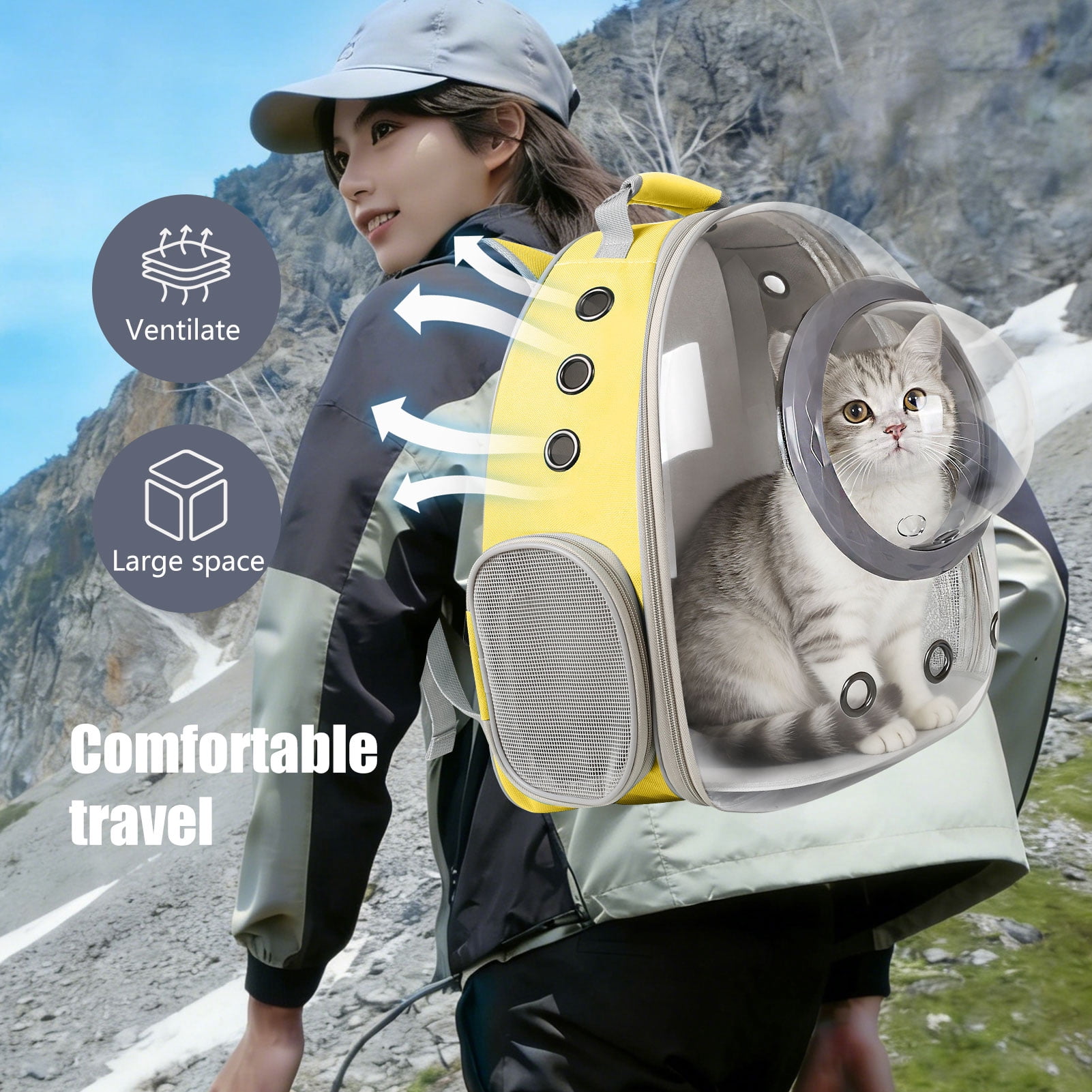 Space Capsule Bubble Dome Pet Carrier Backpack with Extra Soft Pillow, 12 lb Limit, Pink