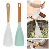 LShunze Cooking Spoon and Rice Scooper for Nonstick Cookwares, Great for Cooking and Serving Sturdy BPA-Free Matte Silicone, Wood Handle Spoon for Mixing, Scoop, and Scrape
