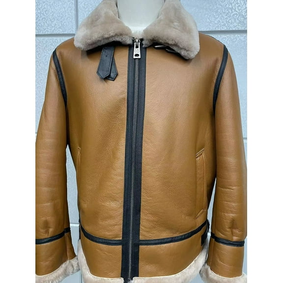 2024 Man's Winter Fashion Warm Coat Genuine Sheepskin Lambskin Shearling Natural Leather Jacket 100% Real Wool Liner Plus Big Oversized,XL,Yellow