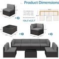 thumbnail image 3 of AECOJOY 7 PCS Patio Conversation Set, PE Rattan Wicker Outdoor Sectional Set with Cushions and Coffee Table, Patio Dining Set for Garden in Black Rattan & Dark Grey Cushion, 3 of 7