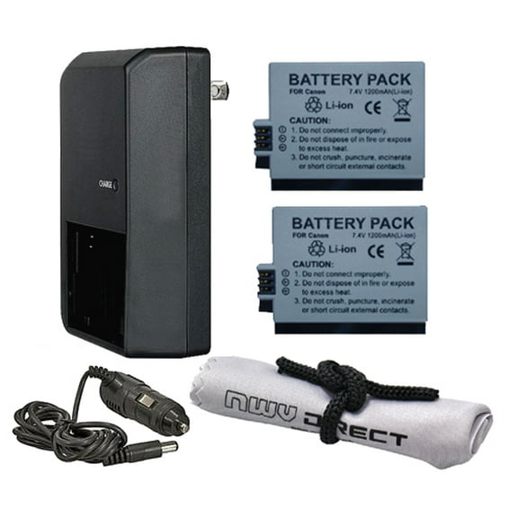 Canon EOS Rebel T5i High Capacity 'Intelligent' Batteries (2 Units)   AC/DC Travel Charger   Nwv Direct Microfiber Cleaning Cloth.