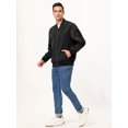 thumbnail image 4 of Chaqueta Bomber Varsity para Hombre Chaquetas de Béisbol Ligeras con Cremallera Negro L Unique Bargains Chaqueta, 4 of 6