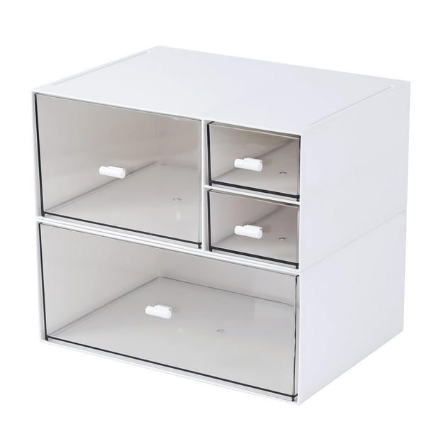 Organizador de escritorio MILULUGO con 4 cajones para cosméticos, color blanco