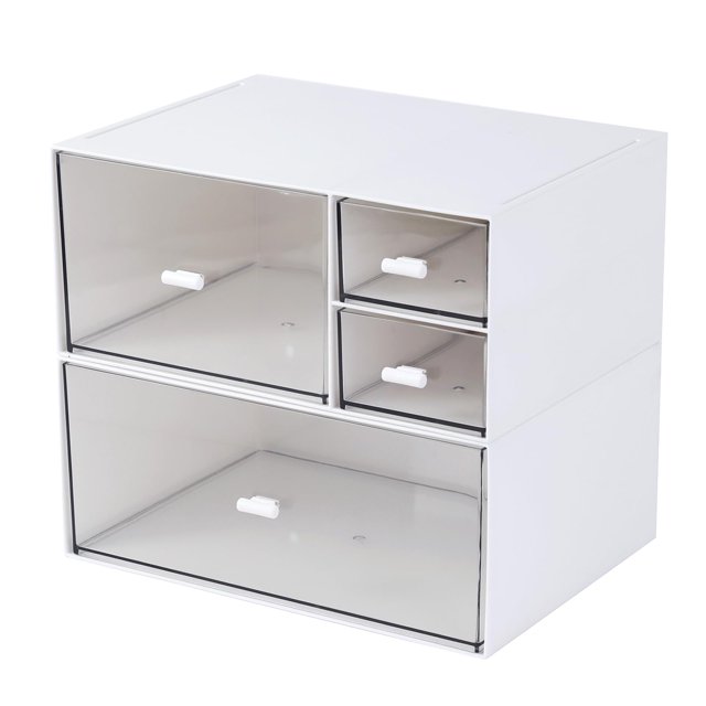 Organizador de escritorio MILULUGO con 4 cajones para cosméticos, color blanco