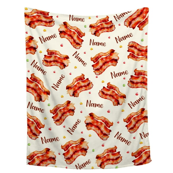Custom Bacon Blanket Gifts Lightweight Throw Blanket for Women Men Soft Cozy Fleece Bed Couch Blanket for Kids Girls Boys - Medium 60"x50"(Twin) Teen