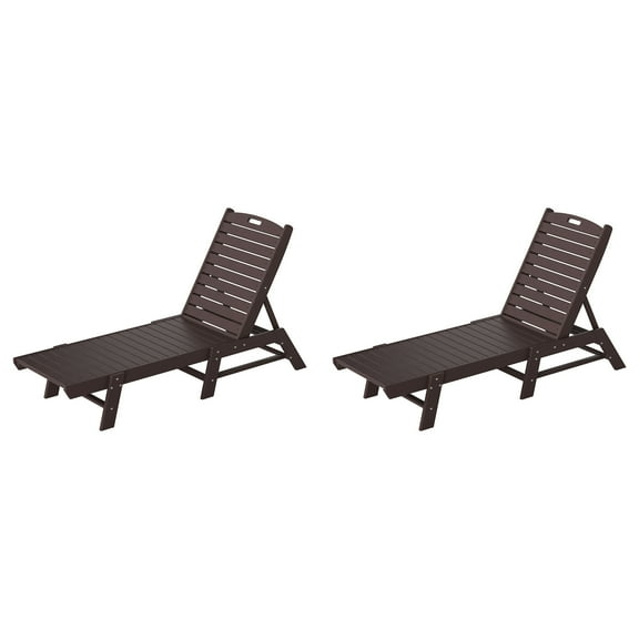 WestinTrends Malibu Outdoor Chaise Lounge Set of 2, All Weather Poly Lumber Patio Pool Lounge Chair with 5 Posistions Backrest, Dark Brown