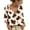 Inverlee Beige-Blouse, variant on Womens Cow Print Ruffle V Neck Tie Front Three Quarter Puff Sleeve Relaxed Fit Leisure Daily Blouse S-XXXL