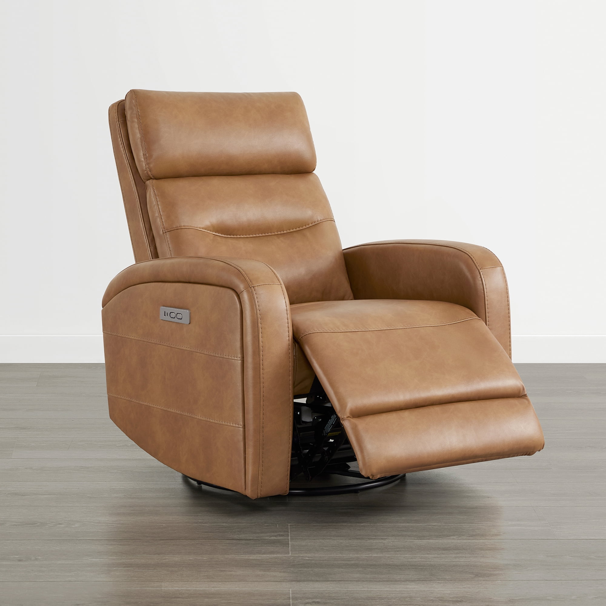 Spruce & SpringPower Swivel Glider Recliner with USB Charging for Home Theater, Camel