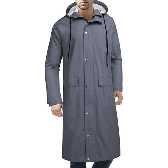 COOFANDY Men's Rain Jacket with Hood Waterproof Lightweight Active Long Raincoat