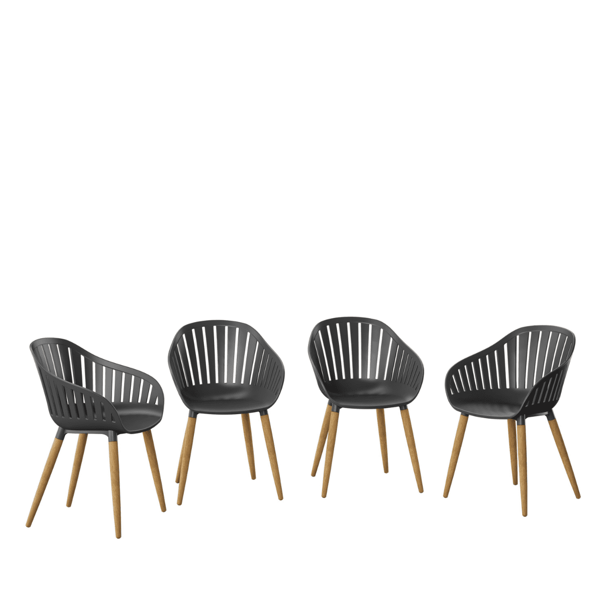 Amazonia Assen 4-Piece Chair Set, Teak Finish Legs, Ideal for Outdoors and Indoors