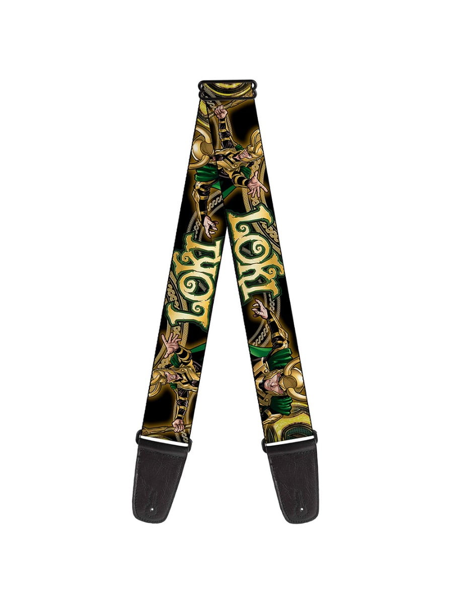 BuckleDown Guitar Strap Loki Poses Black Gold Green 2 Inches Wide (GS