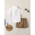 thumbnail image 4 of nvzhuang Kids Boys Clothes Outfits Bowtie Short Sleeve Blazer Waistcoat Shirts Shorts 2Pcs Suit, 4 of 8