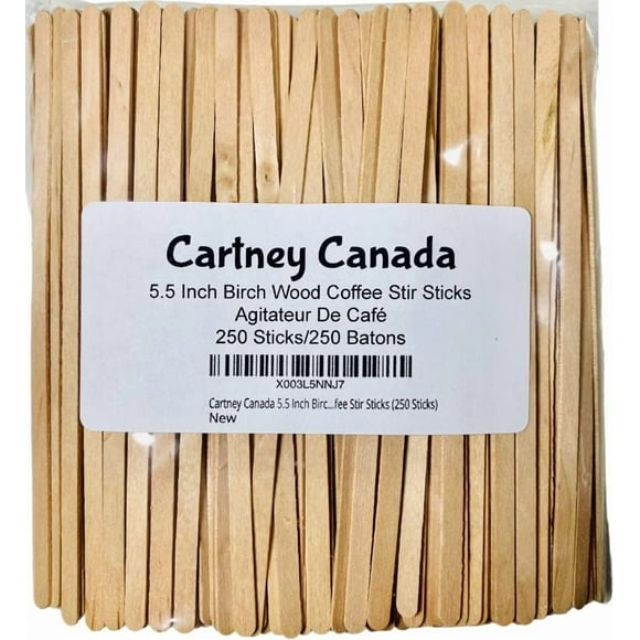 Cartney Canada 5.5 Inch Birch Wood Restaurant Bar Cafe Home Office Coffee Stir Sticks (250 Sticks)