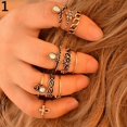 thumbnail image 3 of AYYUFE 10Pcs Women's Punk Vintage Hollow Flower Jewelry Midi Knuckle Rings Set Alloy, Rhinestone Gold, 3 of 5