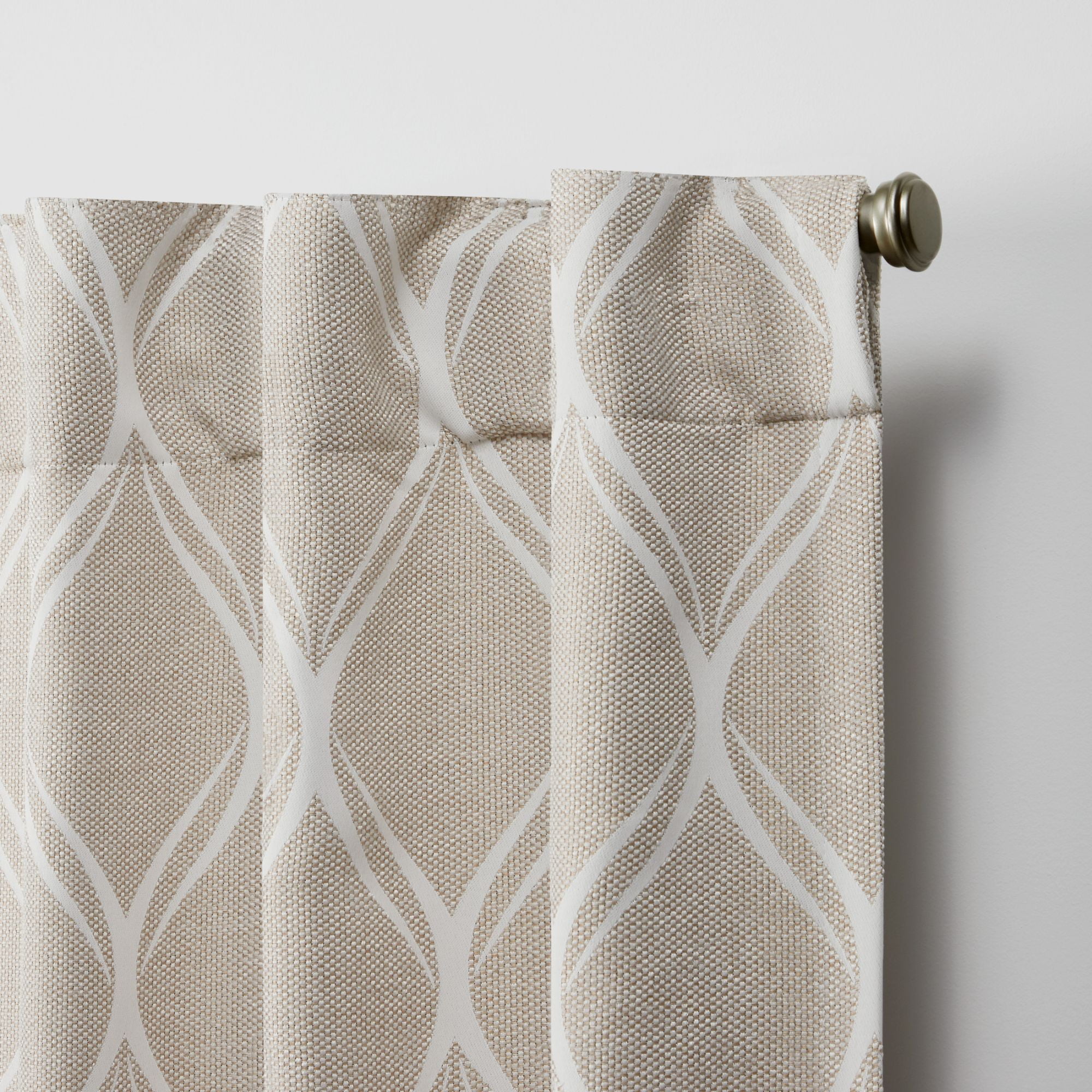 Nicole Miller Circuit Room Darkening Blackout Hidden Tab/Rod Pocket Top Curtain Panel Pair, 52"x96", Linen