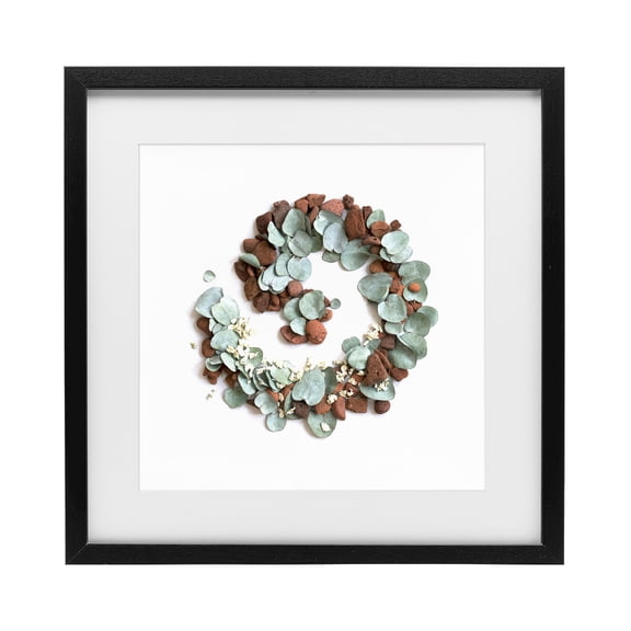Stupell Industries Bohemian Eucalyptus & Pebbles Spiral Black Framed Print Under Glass, 13 x 13, by Beth Adoette