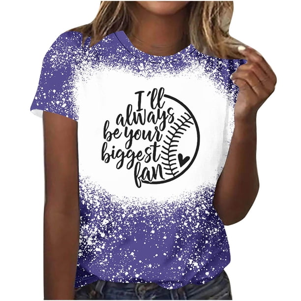 Camisas de Mujer Casual Impreso Cuello Redondo Manga Corta Superior, Blusa de Moda para Uso Diario Y de Fiesta
