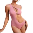 thumbnail image 1 of Traje de baño de una pieza sin tirantes con cuello hueco de color sólido cómodo para mujer OAVQHLG3B Store  lin121212, 1 of 4