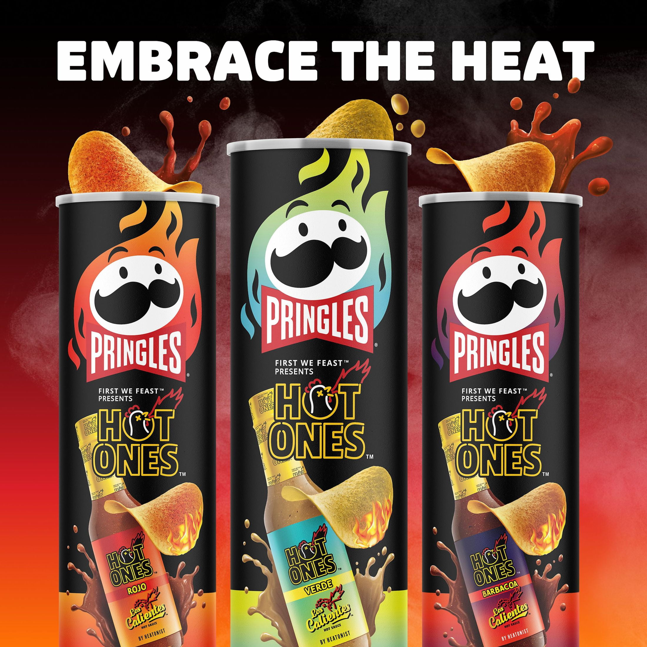 (14 pack) Pringles Rojo Potato Crisps Chips, Lunch Snacks, 5.5 oz Canister