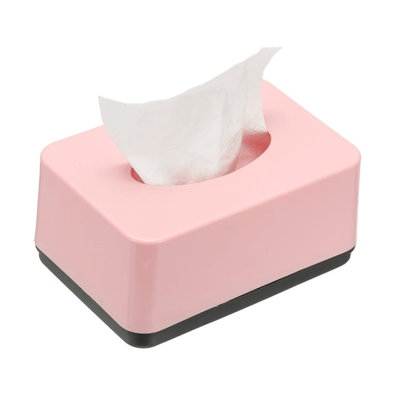 Uxcell Tissue Box Cover, Plastic Rectangle Modern Facial Tissue Box Holder Desktop Napkin Organizer Container for Living Room Bedroom Office Hotel Desk Car, Pink