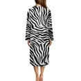 thumbnail image 2 of Xoenoiee Zebra Stripe Print Womens Housecoat Zip Robe Zip Up Front Robe Bathrobe Zipper House Coat Crew Neck Loungerwear Nightgowns with Pockets, S, 2 of 7