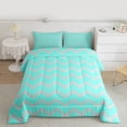 thumbnail image 2 of Feelyou Stripe Line Waves Full Size Comforter Sets, Cyan Abstract Bedding Sets, 3pcs, 2 of 8