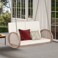 thumbnail image 3 of Craftian 2-Person Hanging Outdoor Patio Porch Swing Bench with Cushions - Beige, 3 of 10