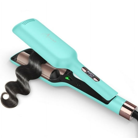 Aima Beauty 2 Barrel Hair Crimper 1.25 inch Twins Mermaid Hair Waver 30S Heats Up Crimping hair Iron Light Green