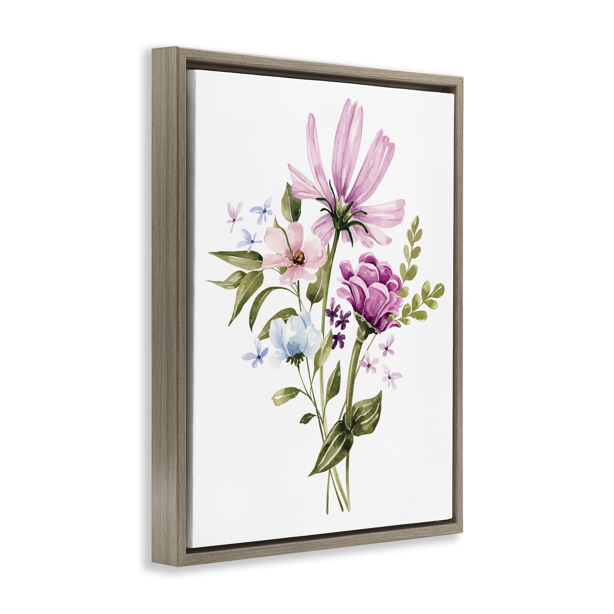 Stupell Industries Wildflower Fields Floral Bundle Brown Framed Floater Canvas Wall Art, design by Bethany Sandoval