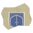 thumbnail image 1 of Ambesonne Moroccan Place Mats Set of 4, Persian Ottoman Culture, Standard Size, Blue Beige, 1 of 6