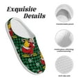 thumbnail image 5 of Yiaed Vintage Santa Skiing Green Plaid Print Slippers Fuzzy Warm Cozy Slippers Non Slip House Slippers For Indoor Outdoor Slippers House Slippers-39/40, 5 of 7