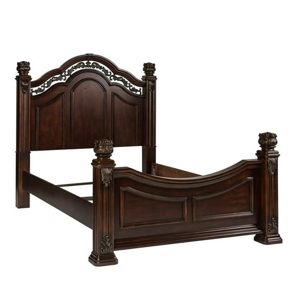 Messina Estates Dark Brown King Poster Bed