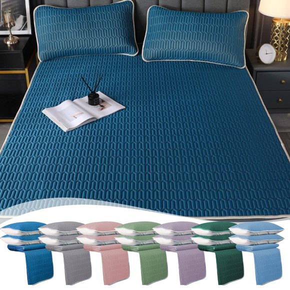 Sentmoon Bed Sheet Pillowcases Natural Emulsion Mattress Topper Layer Of Emulsion Foam Breathable Responsive Support Three-Piece Set Sheets Plus Two Pillowcases