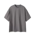 thumbnail image 2 of DPTALR Men's Casual Fashion Solid Color V-Neck Summer Short Sleeve Shirt Top,Gray,Big and Tall Men L, 2 of 5