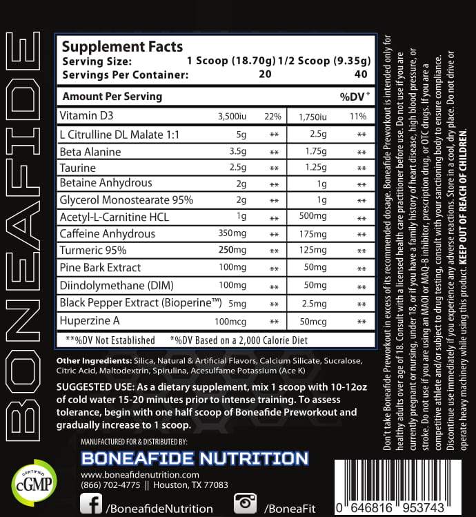 Boneafide Pre Workout Paradise Delight 20 40 Servings Walmart Com Walmart Com