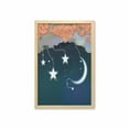 thumbnail image 1 of Moon Wall Art with Frame, Cartoon Style Night Sky with Swirled Clouds Stars and Moon Dotted Lines, Printed Fabric Poster for Bathroom Living Room, 23" x 35", Dark Blue Salmon White, by Ambesonne, 1 of 2