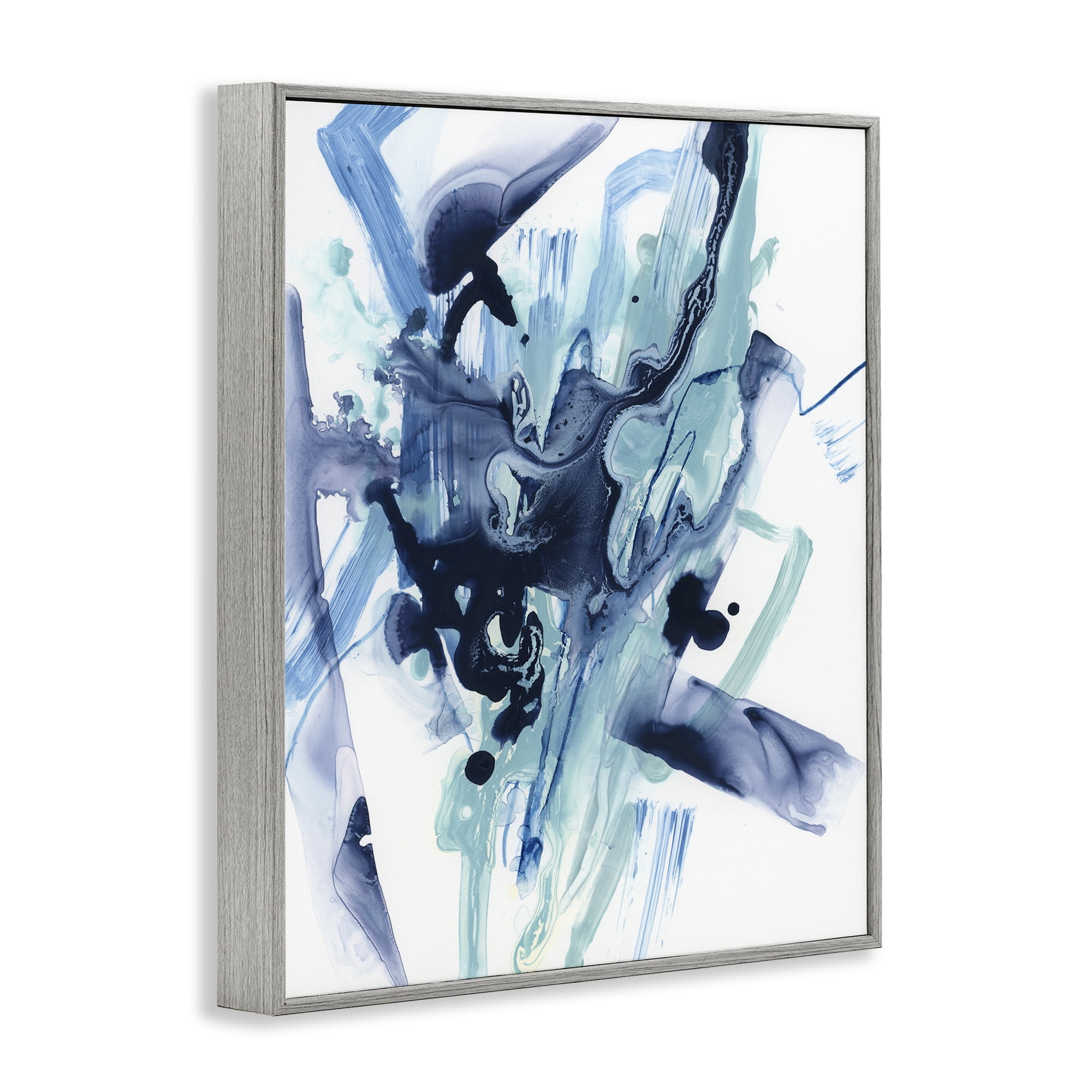 Stupell Industries Fluid Chaotic Abstraction Abstract Painting Gray Framed Art Print Wall Art, 24 x 30