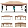 thumbnail image 6 of HOTEEL 12'x20' Heavy Duty Outdoor Gazebo, Patio Gazebo Waterproof Large Party Tent & Shelter with Double Roofs, Mosquito Nettings and Privacy Screens for Backyard, Garden, Lawn, Khaki, 6 of 9